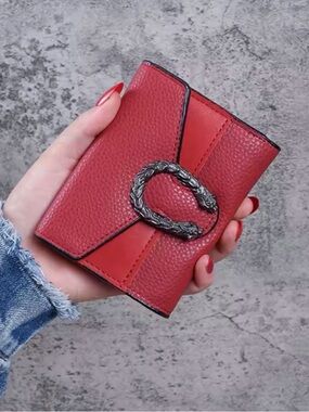 Target Red Textured Fold Wallet with Antique Silver Snake Buckle